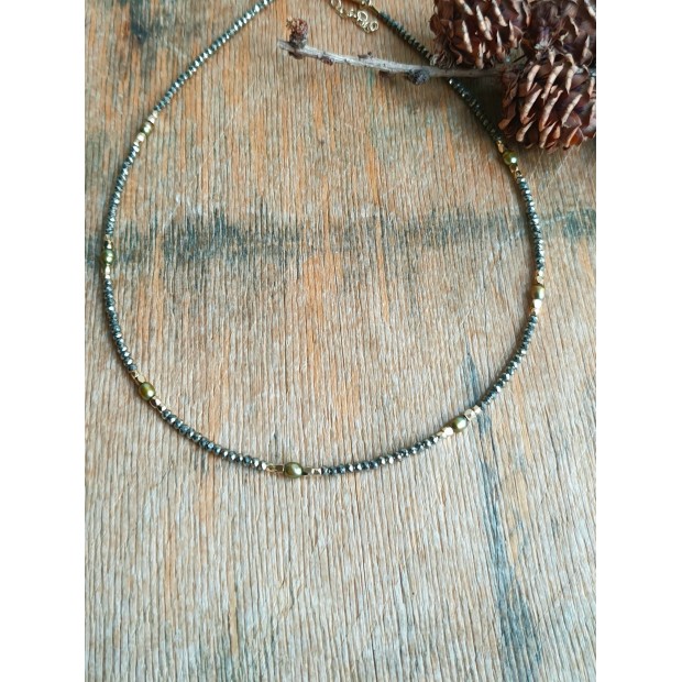 Hanka IN kaklo papuošalas "Choker" su piritu ir perlais